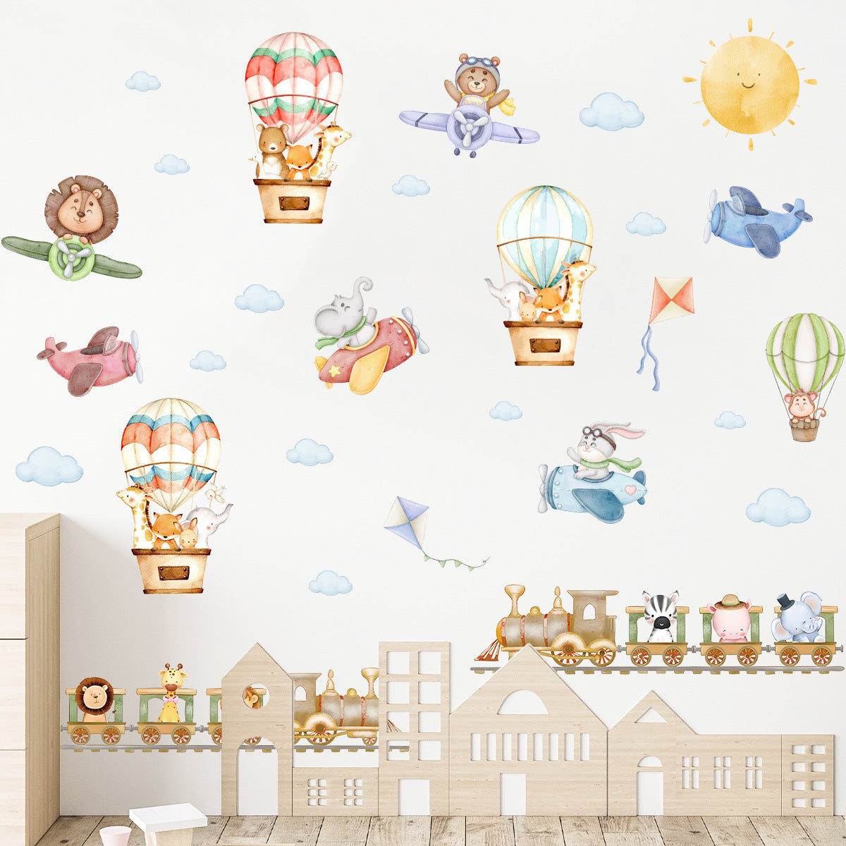 Animal Train Nursery Wall Sticker for Kids